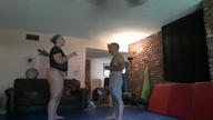 Giantess Natasha Leonna in competitive wrestling with face sitting 